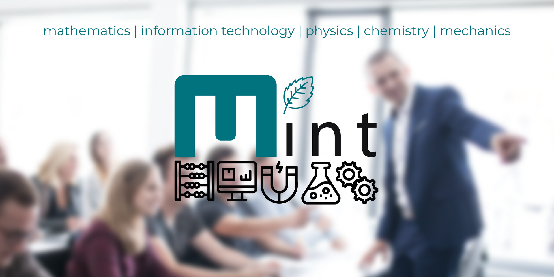 A MINT or STEM graphic about the fields of mathematics, computer science, natural sciences and technology