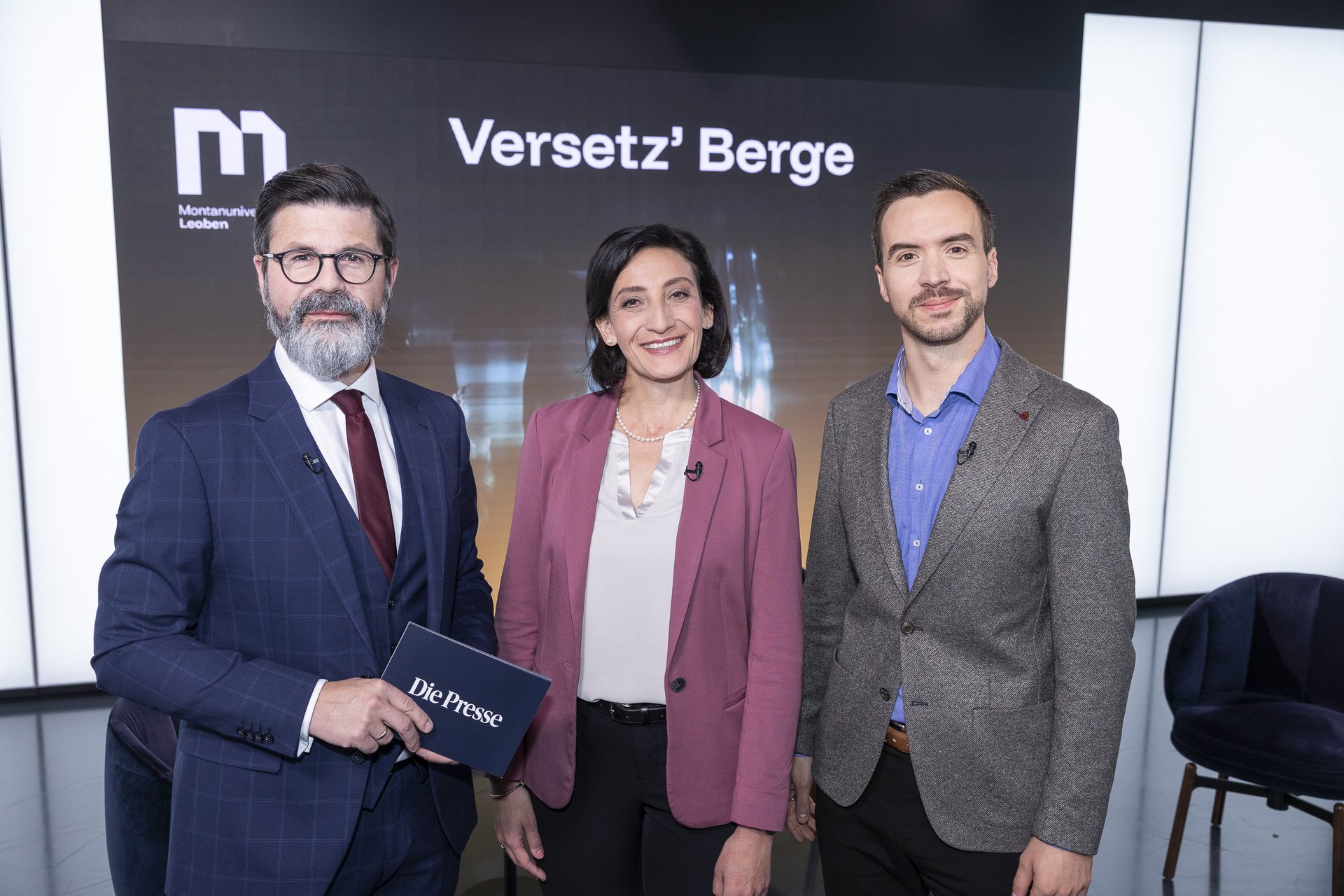 v.l.n.r.: Michael Köttritsch von der "Presse", Univ.-Prof. Dr.mont. Susanne Michelic und Dipl.-Ing. Dr.mont. David Ernst. Foto: © „Die Presse“/Roland Rudolph. 