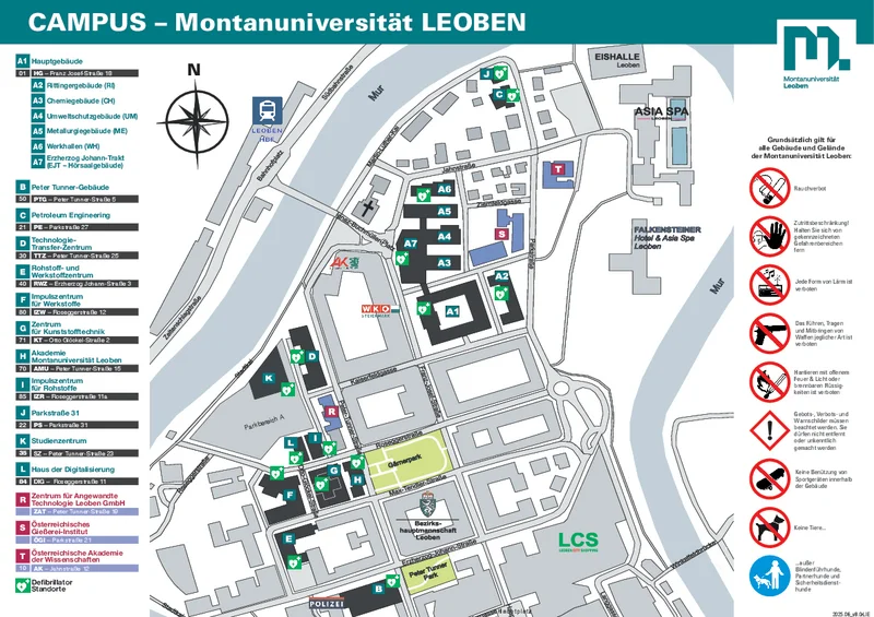 Grafik zum Campusplan in Leoben.