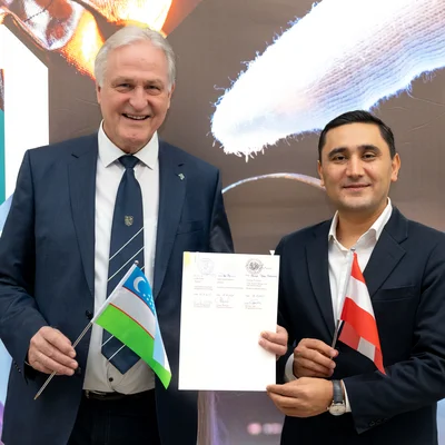 Rektor Peter Moser und Dr. Azam Kadirkhodjaev, Rektor der University of Geological Sciences (UGS). Foto: © MUL/Tauderer. 