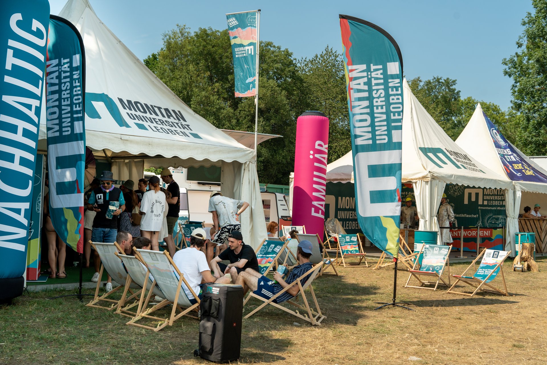 Die Montanuniversität Leoben war beim diesjährigen FM4-FreQuency Festival vom 14. bis 17. August mit einem innovativen Projekt zum „Aludosen-Upcycling vertreten. Foto: © MUL/Stefanie Luschin