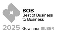 Logo „BOB – Best of Business to Business“, Text: „2025 Gewinner Silber“