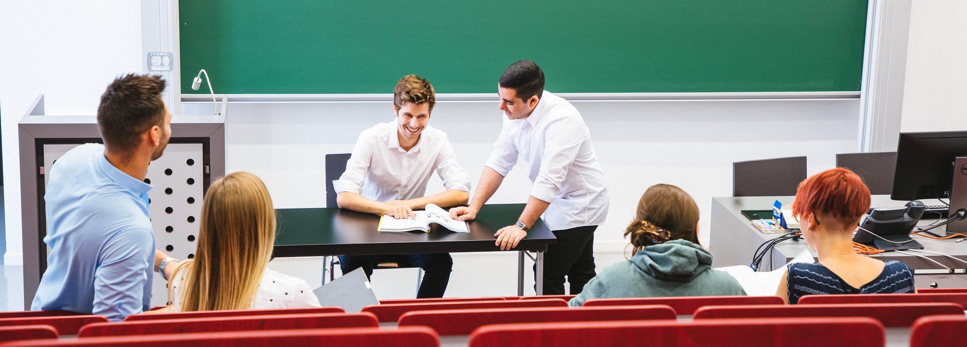 Students in the lecture theatre at Montanuniversität, University of Leoben in Austria.