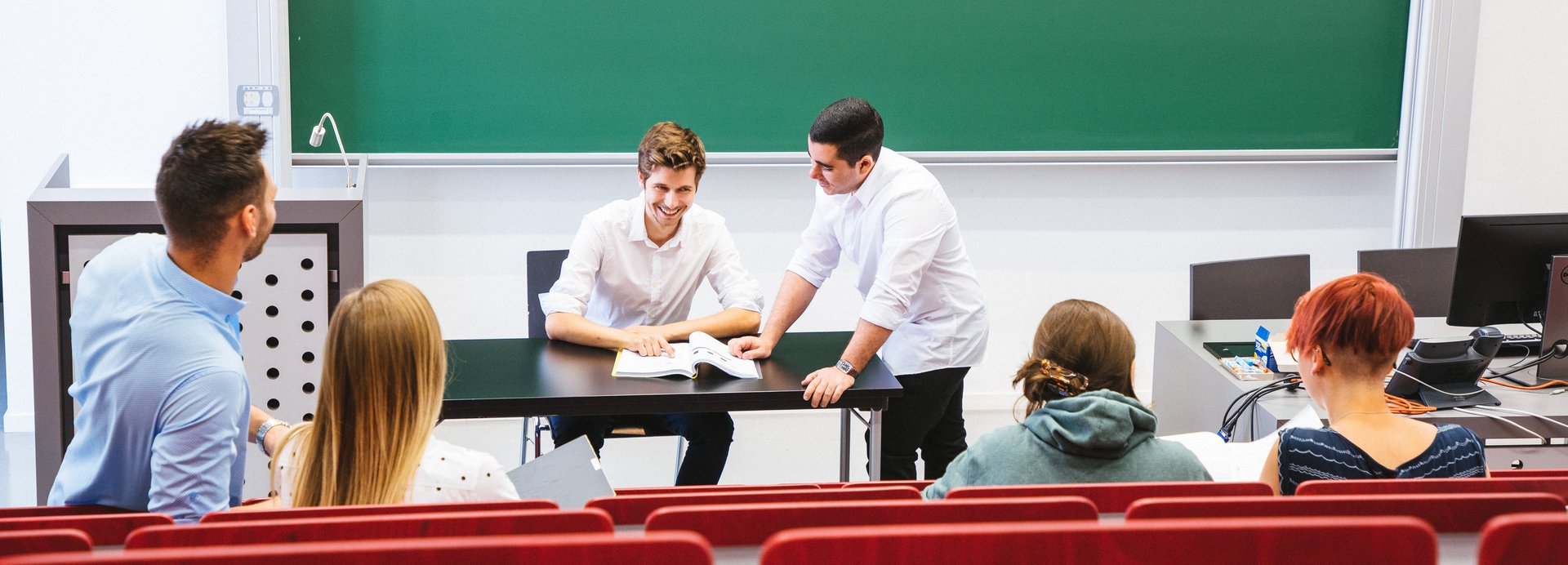 Students in the lecture theatre at Montanuniversität, University of Leoben in Austria.