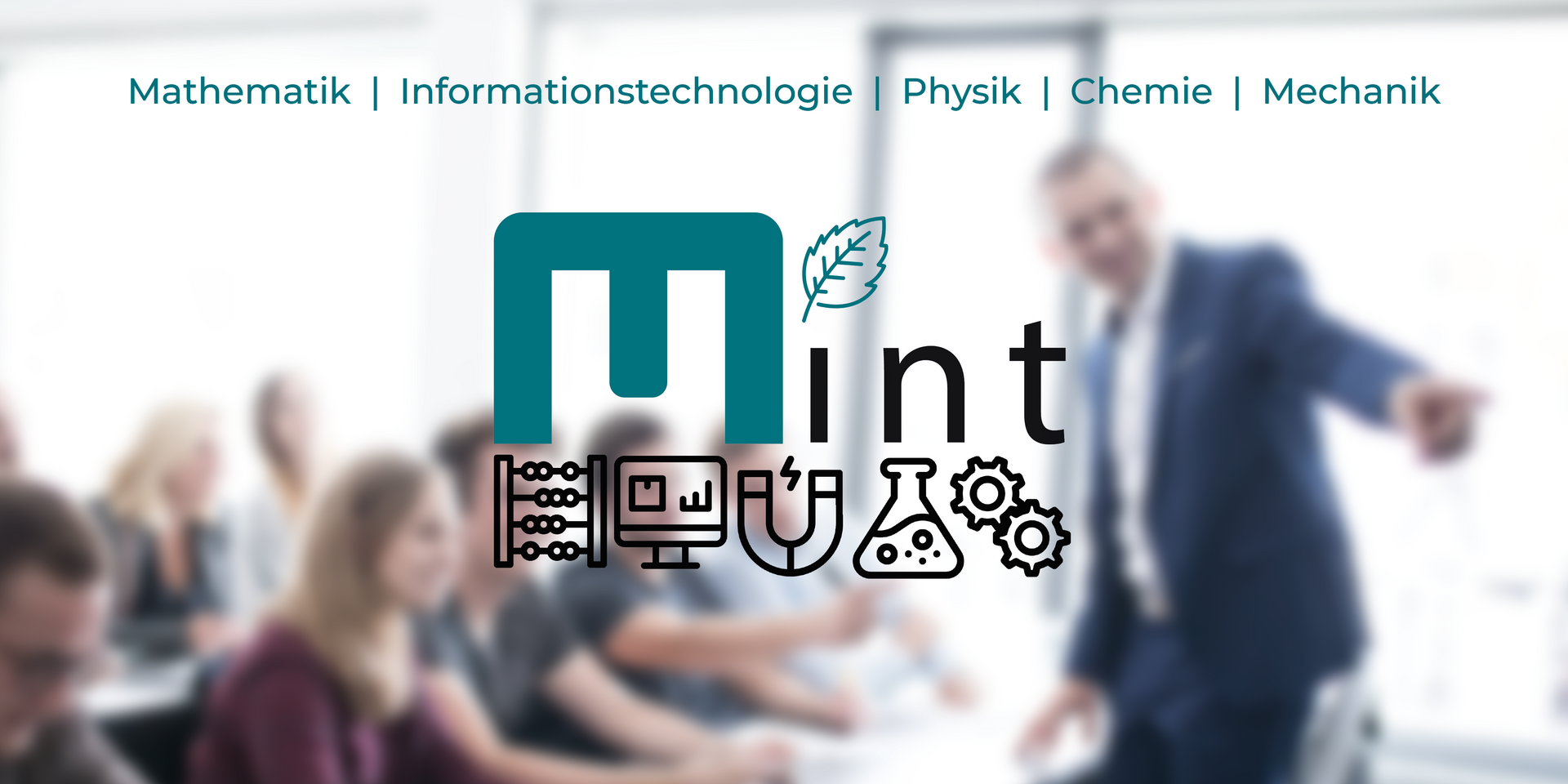 Grafik zu den MINT Fächern: Mathematik, Informationstechnologie, Physik, Chemie, Mechanik