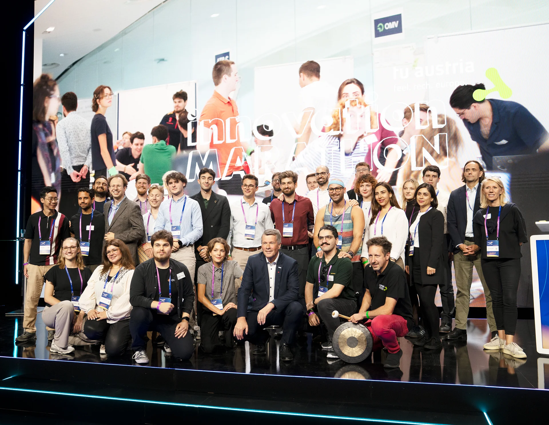 Teilnehmende, Innovationscoaches und Vertreter*innen der TU Austria beim 12. TU Austria Innovations-Marathon 2026 im Rahmen der Austria Technology Talks im MuseumsQuartier Wien.