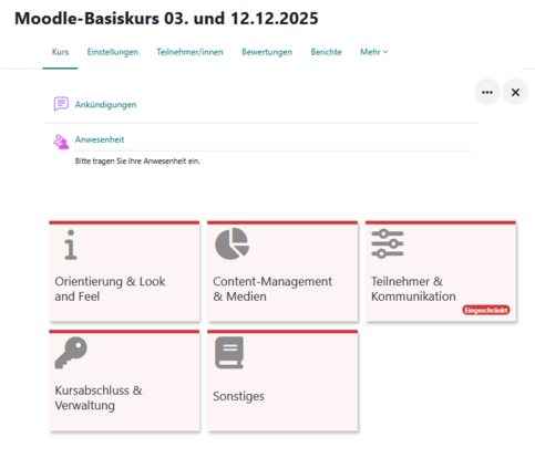 Screenshot des MUL Moodle-Basiskurses © MUL