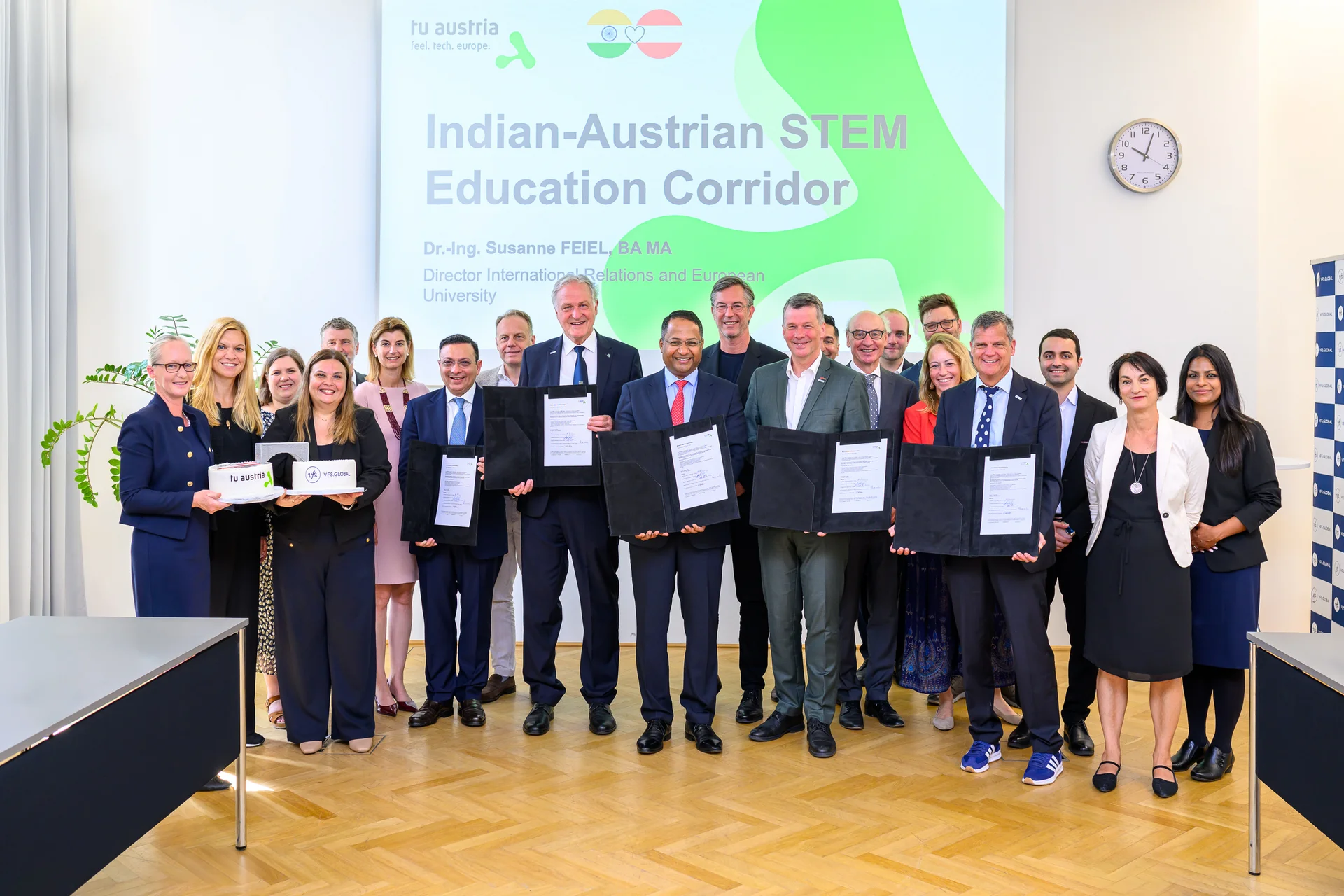 Im Rahmen einer feierlichen Veranstaltung präsentierte TU Austria – der Verbund der drei technischen Universitäten Österreichs (TU Wien, TU Graz, Montanuniversität Leoben) – ein wegweisendes Kooperationsmodell mit Indien. Foto: © TU Austria/Matthias Heisler