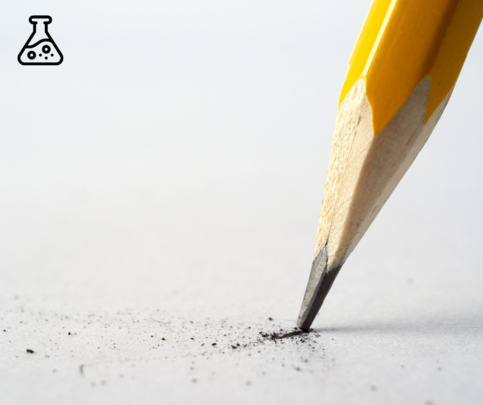Pencil tip crumbles on paper