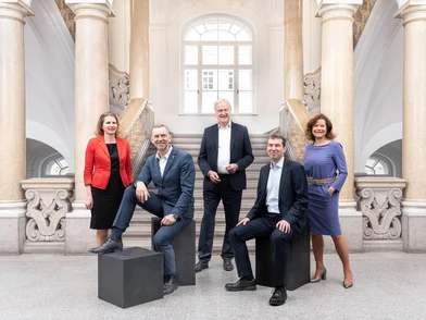Gruppenfoto des Rektorats der Montanuniversität Leoben.