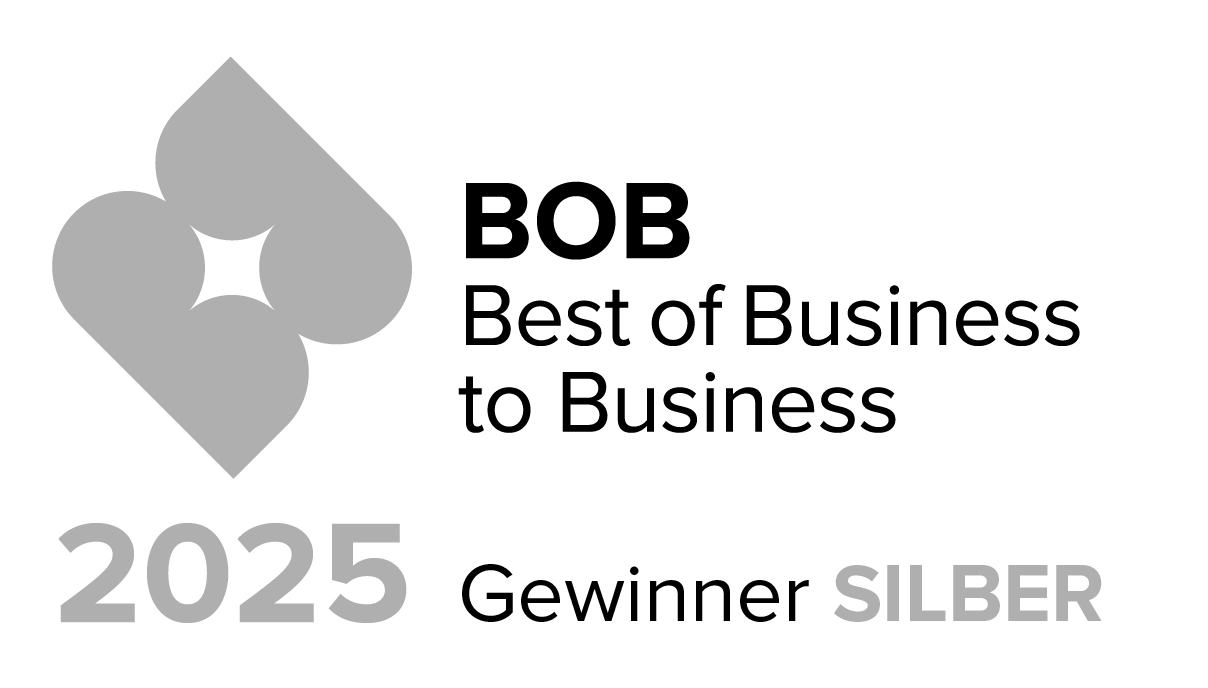 Logo „BOB – Best of Business to Business“, Text: „2025 Gewinner Silber“